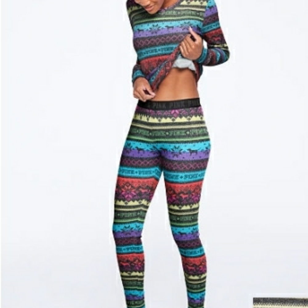 Pink rainbow fair isle cozy sleep PANTS ONLY